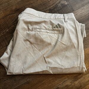 Adidas Men's Size 40 x 34 Light Tan Gray Striped Chinos Golf Pants‎ IQ2940